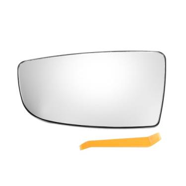 Imagem de X AUTOHAUX Substituição de vidro retrovisor do carro lado esquerdo do motorista parte inferior do espelho com placa de suporte vidro branco não aquecido para Ford Transit T150 T250 T350 2015-2023
