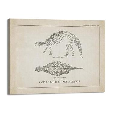 Imagem de Arte de parede de esqueleto de dinossauro vintage paleontologia pôsteres de arte de fósseis de dinossauros impressões de arte tricerátopo esboços fotos decoração de quarto de menino (SKU11,20.3x30.5