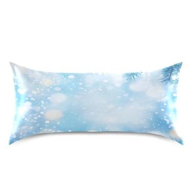 Imagem de Blueangle Fronha de cetim flocos de neve para cabelo e pele, fronha de seda, tamanho king (50,8 x 101,6 cm) - fronhas de cetim com fecho de envelope (872)