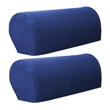 Imagem de WeiLaiKeQi Conjunto de 2 Elásticas para Apoio de Braço de Sofá, Capa Lavável E Confortável para Poltrona, Azul escuro, como descrito