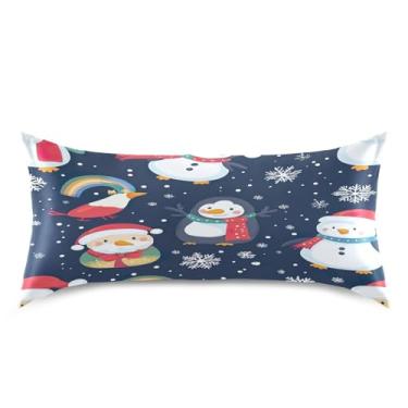 Imagem de Blueangle Fronha de cetim boneco de neve para cabelo e pele, fronha de seda, tamanho king (50,8 x 101,6 cm) - Capas de almofada de cetim refrescantes com fecho de envelope (900)
