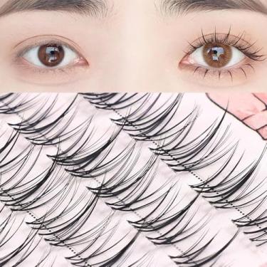 Imagem de Cílios postiços em forma de chama, 120 peças/caixa, cílios postiços em forma de chama, leve, adequado para a pele, haste transparente, 3 tamanhos