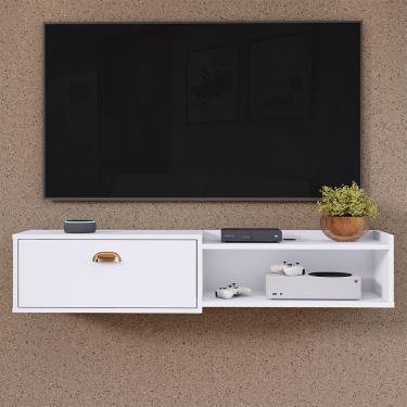 Imagem de Rack Suspenso Multifuncional Home Parede 1.20 Estante TV 42" Bancada Flutuante México 1 Porta Nicho Sala Quarto