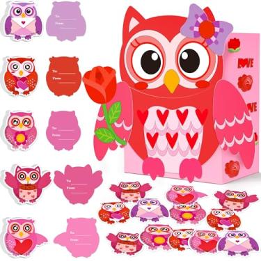 Imagem de luck sea Valentines Day Owl Paper Mailbox Crafts Kit for Kids - DIY Valentine’s Mail Box Craft + Valentine Exchange Cards Gift for Classroom Party Favors Supplies (Assembly Needed)