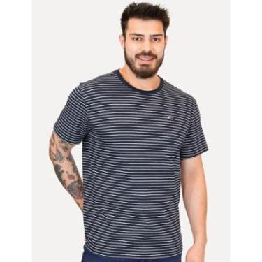 Imagem de Camiseta Tommy Jeans Masculina Chest Logo Listrada Azul Marinho-Masculino