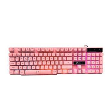 Imagem de TECLADO GAMER OEXGAME TC201 FORCE-X ABNT2 LED 3 CORES ROSA-Unissex