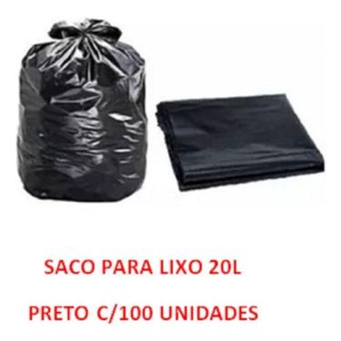 Imagem de Saco para Lixo Preto Reforçado 20L 45x50CM Parede Dupla Alta Resistência 100 Unidades Higipack