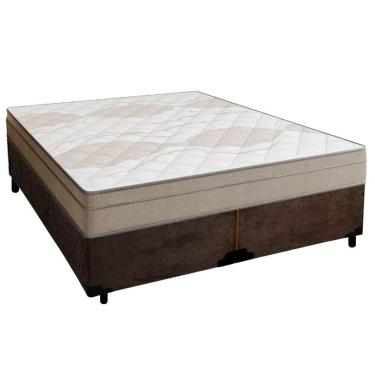 Imagem de Cama Box Casal Bipartido Suede + Colchão De Molas Ensacadas Portobel Ipanema 138x188x65...