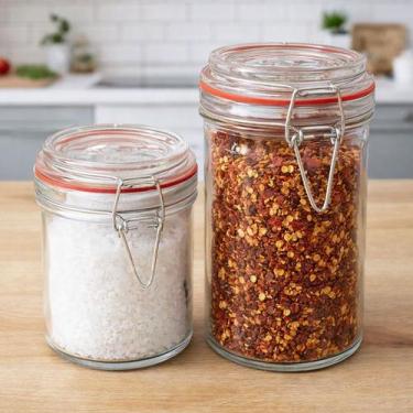 Imagem de Potes Hermético Mantimento Vidro Cozinha 750ml 300ml Kit 8pç - Genéric