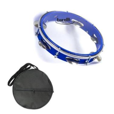 Imagem de Pandeiro torelli 10'' azul abs pele cristal com capa - Torelli Musical