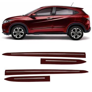Imagem de Jogo Friso Lateral Honda HR-V 2016 2017 2018 2019 2020 2021 2022 Vermelho Mercúrio com Filete Cromado