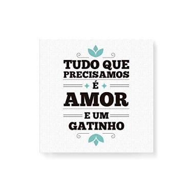 Imagem de Arte Maníacos Quadro Decorativo em Tela Canvas Amor e Gatinho - 30x30cm