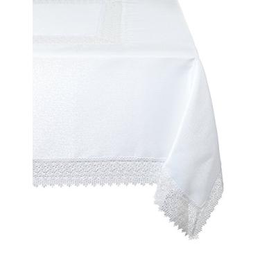 Imagem de Violet Linen Toalha de mesa retangular retangular retangular Treasure Lace, 177 cm x 223 cm, branca