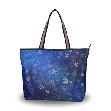 Imagem de Bolsa de ombro My Daily feminina com flocos de neve para Natal, bolsa grande, Multi, Medium