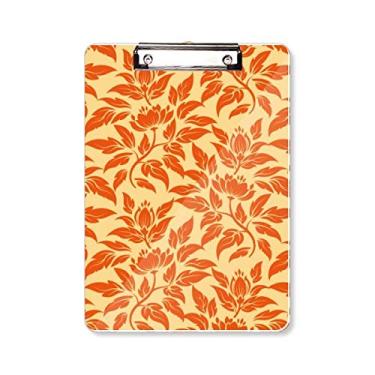 Imagem de Prancheta floral clássica decorativa laranja dourado A4
