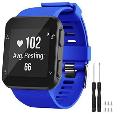 Imagem de Pulseira GVFM compatível com Garmin Forerunner 35, pulseira de relógio de substituição de silicone macio para relógio inteligente Garmin Forerunner 35, ajuste de pulso 130-230 mm, Medium Blue (Black buckle), Medium