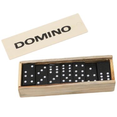 Imagem de Jogo Dominó Estojo De Madeira Peças Plásticas Pangue