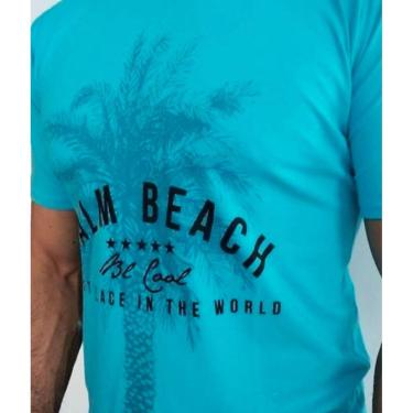 Imagem de T-shirt Palm Beach Algodão Egípcio Azul Turquesa composto de fibras mais longas das melhores safras do egito