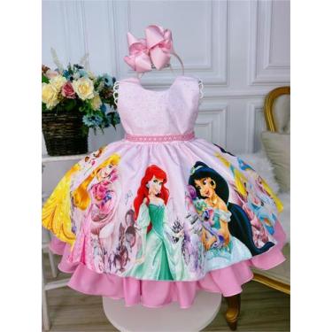 Vestido Infantil Cinderela Princesa Da Disney Azul Renda E Pérolas Para  Festa De Aniversário