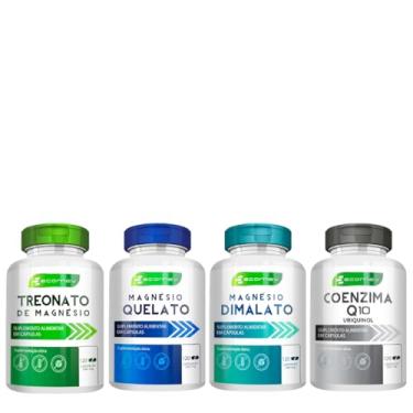 Imagem de Kit Magnesio Dimalato + Treonato + Quelato + Coenzima Q10 500mg 480Cáp Ecomev