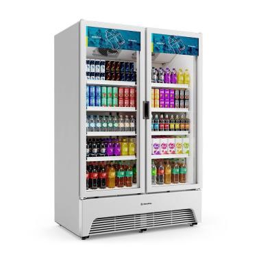 Imagem de Refrigerador Expositor Vertical Bebidas Duas Portas Vidro 1164l Vbm3al Optima Branca 220v - Metalfrio