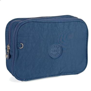 Imagem de Estojo Escolar Feminino Box Organizador Bolsinha Grande Colorida Porta Lapis Caneta (AZUL MARINHO)