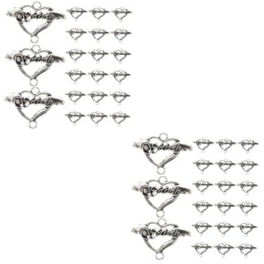 Imagem de Operitacx 40 Peças Conector de amor pulseira de charme pingente de coração um colar brincos jóias fazendo encantos pingentes de joias faça você mesmo escavar joalheria ornamento acessórios