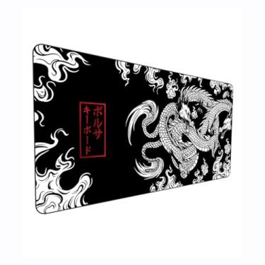 Imagem de Mouse Pad Gamer Speed Deskpad Extra Grande Profissional com Borda Costurada 80x40cm - Drgão Chinês Japonês