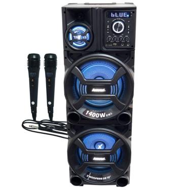 Imagem de Caixa Som Amplificada Bluetooth 1400W Rms Woofer Bivolt Led Usb ACA 1402 Titan Black 2 Microfones