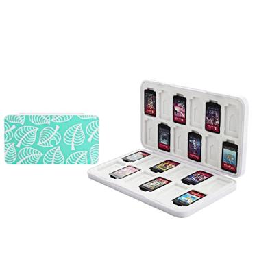Imagem de FUNDIARY Game Card Case for Nintendo Switch/Lite/OLED, Game Cartridge Holder with 24 Game Card Slots and 24 Micro SD Card Slots, Shockproof Hard Shell, Soft Lining and Magnetic Buckle (Green Leaf)