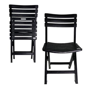 Imagem de Cadeira de Plástico Resistente Tipo Bar Abre e Fecha Preta