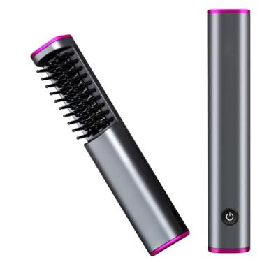 Imagem de Escova alisadora de cabelo sem fio - Mini escova alisadora de cabelo