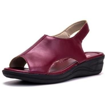 Imagem de Sandália Feminina Anabela Ortopédica Idosa Macia Confortável-Feminino