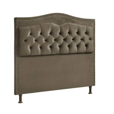 Imagem de Cabeceira Estofada Holanda Casal Veludo Shop Das Cabeceiras Marrom Castor