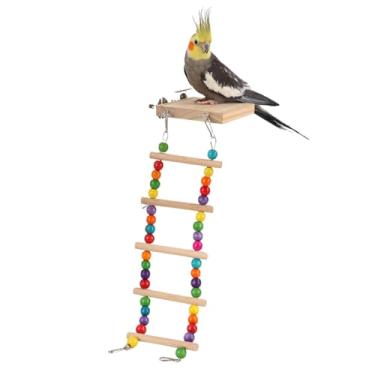 Imagem de Escada de papagaio, plataforma de madeira, escada de escalada, brinquedo de coelho para coelhos, gaiola de papagaio, poleiro, brinquedo de mordida de pássaro, escadas, brinquedo de papagaio de