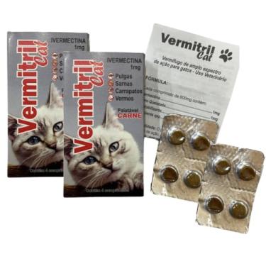 Imagem de Vermitril Gatos - Anti Pulgas, Carrapatos, Vermes, Sarnas 8 Comprimidos mastigáveis