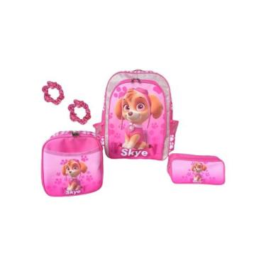 Imagem de Kit mochila de costas frozen infantil escolar meninas rosa brilho lanc