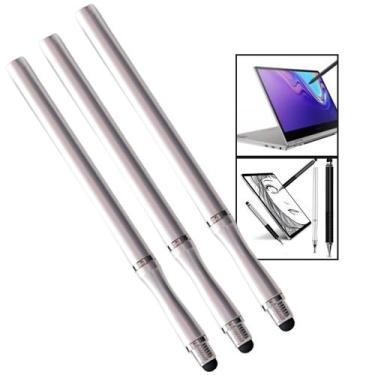Imagem de Kit 3 Canetas Touch Ponta Fina Stylus Android cor Prata - Thafe
