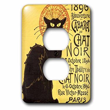 Imagem de 3dRose Lsp_99416_6 Capa de tomada vintage French Chat Noir Black Cat Art 2 plugues, multicolorida