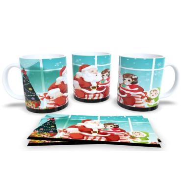 Imagem de Canecas de Porcelana Personalizadas Papai Noel 3 - Estampa Sublimada, 