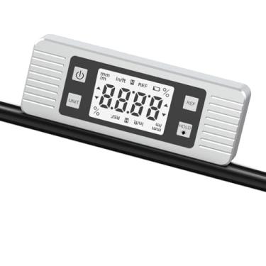 Imagem de Medidor de ângulo digital de nível magnético, ferramenta de localizador de ângulo, transferidor, inclinômetro, ferramentas de marcenaria com ímã para construção, marcenaria e máquinas (prata)