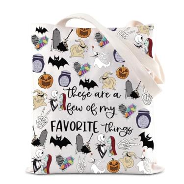 Imagem de ENSIANTH The Nightmare Before Inspired Gift Zero Ghost Dog Tote Bag Nightmare Skull Lover Shopping Bag Spooky Gift, Bolsa Nightmare, 15.35x13.38x1.5 inches