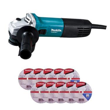 Imagem de Esmerilhadeira Angular Makita profissional M9510b 850w mais 10 discos 
