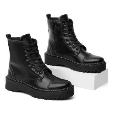Imagem de Bota Coturno Feminino Tratorada Blogueira - Rosária, Preto, 36