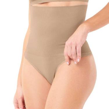 Imagem de Cinta Tanga Modeladora Alta Fio Dental Sem Costura Zee Rucci, Bege, G