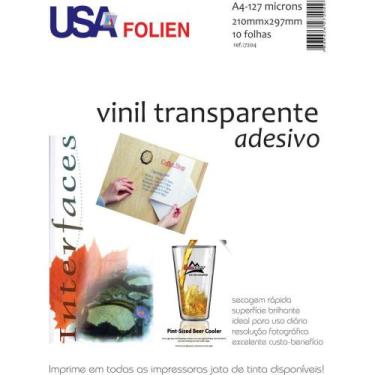 Imagem de Papel Fotográfico INKJET A4 Vinil Adesivo Transparente - Caixa com 10 