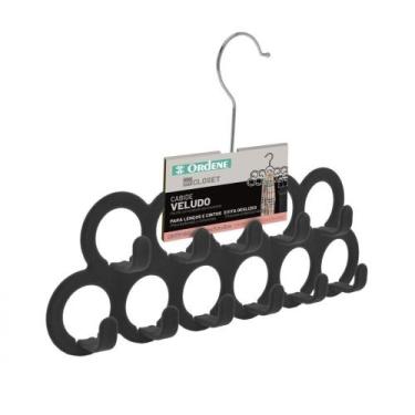 Imagem de Cabide de Veludo Preto para Lenços e Cintos - Ordene
