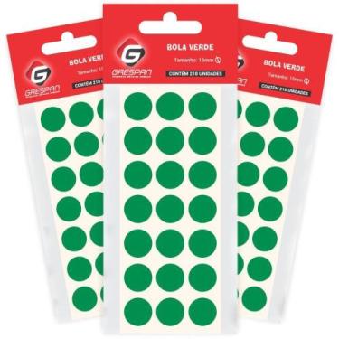 Imagem de Etiqueta Redonda Verde 15MM com 210 Etiquetas por Cartela - Grespan