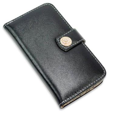 Imagem de Capa carteira couro strass preto para iphone xs max 6.5 - CELLWAY