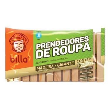 Imagem de Prendedor De Roupa Madeira Billa Gigante 10 Unidades 